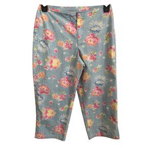 Liz Claiborne Floral Pattern Capri Pants Sz 6 Blue Multicolor Casual Everyday